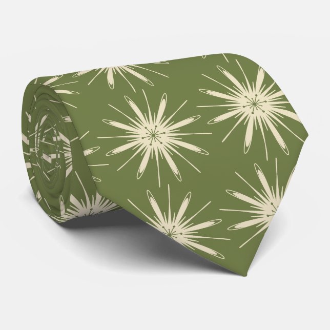 Corbata Wispy Snowflake Foulard OLive Dos lados (Enrollado)