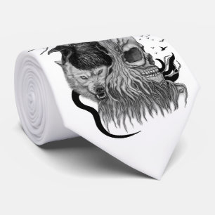 Corbata Wolf y Raven con el cráneo