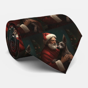 Corbata Xoloitzcuintli con Santa Claus Navideño Festivo