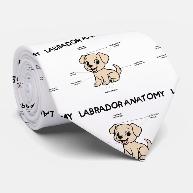 Corbata Yellow Lab Funny Cartoon Anatomy (Enrollado)