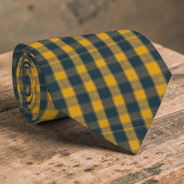 Corbata Yellow & Navy Blue Plaid Pattern Necktie Tie