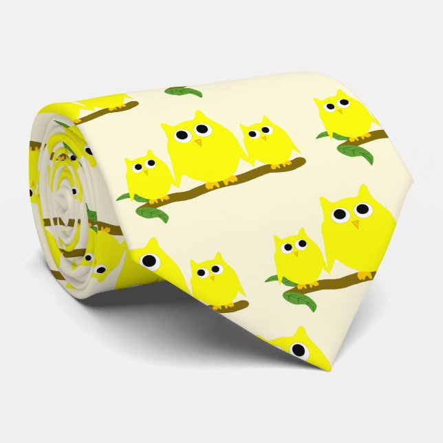 Corbata Yellow Owls Design Any Colour Background (Enrollado)