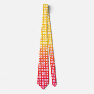 Corbata Yellow Red gradient plaid pattern