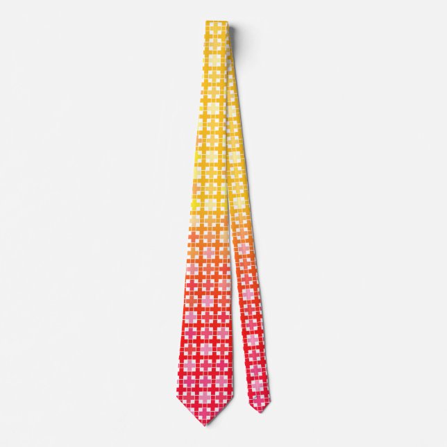 Corbata Yellow Red gradient plaid pattern  (Anverso)