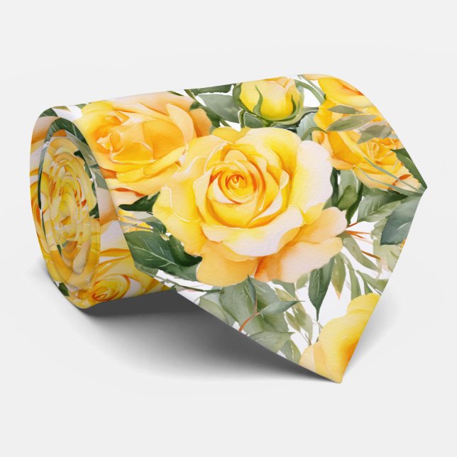 Corbata Yellow Roses Classic Formal Floral Neck Tie (Enrollado)