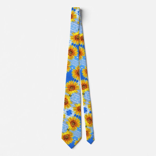 Corbata Yellow Sunflowers Summer Neck Tie (Anverso)
