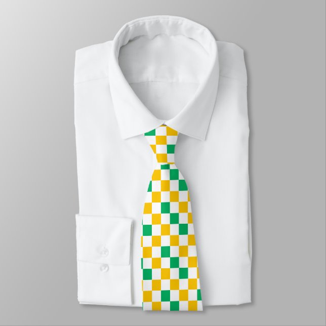 Corbata Yellow White Green Checkered Design  (Atado)