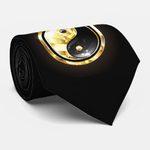 Corbata Yin Yang dorado en negro