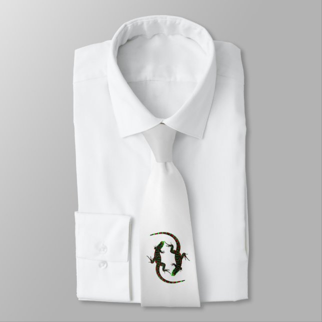 Corbata Yin Yang Lizards Silver (Atado)