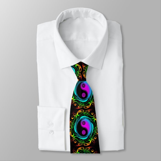 Corbata Yin Yang Psychedeld Rainbow Tattoo (Atado)