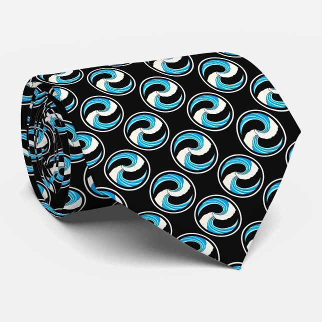 Corbata Yin Yang Waves (Enrollado)