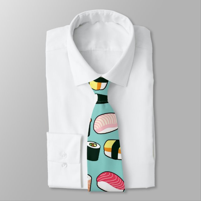 Corbata Yummy Sushi Fun Patrón Ilustrado (Atado)