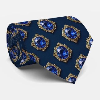 Corbata Zafiros Falsos con Ajuste de Oro Antiguo Azul