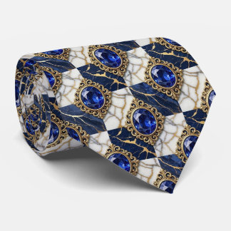 Corbata Zafiros Falsos con Ajuste de Oro Antiguo Azul