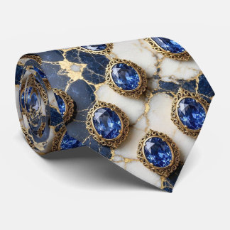 Corbata Zafiros Falsos con Ajuste de Oro Antiguo Azul