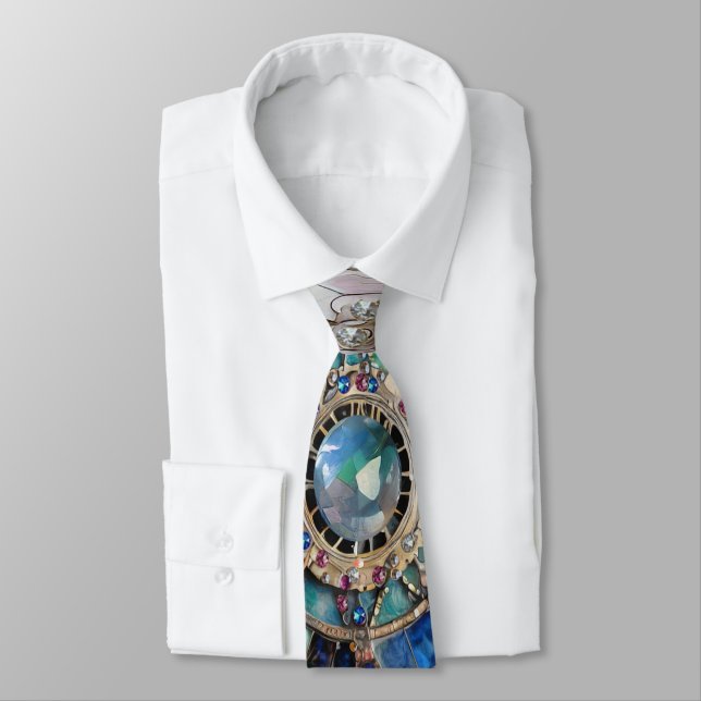 Corbata Zafiros Rosas y Azules Diamantes Perlas Mandala (Atado)