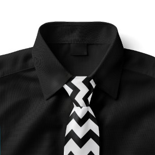 Corbata Zag Zag con tira de Zig blanco y negro