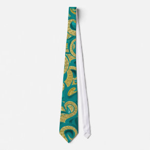 Corbata Zapato verde azulado de pulpo en el cuello