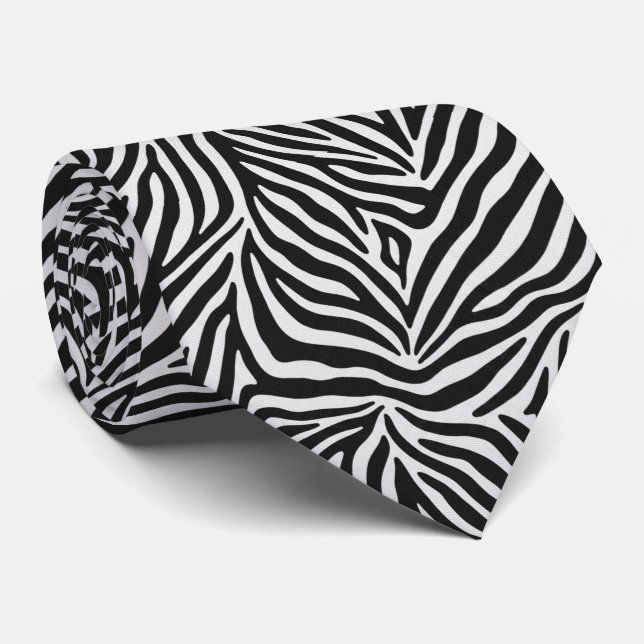 Corbata Zebra Print Classic Black & White (Enrollado)