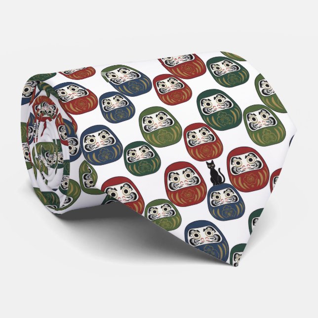 Corbata Zen Elegance: Traditional Japanese Daruma Textile  (Enrollado)