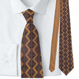 Corbata Zig Zag Brown Gold European