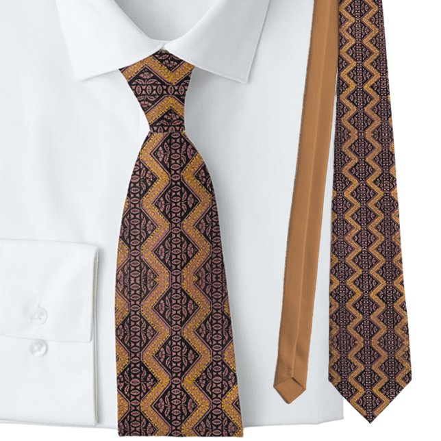 Corbata Zig Zag Brown Gold European (Subido por el creador)