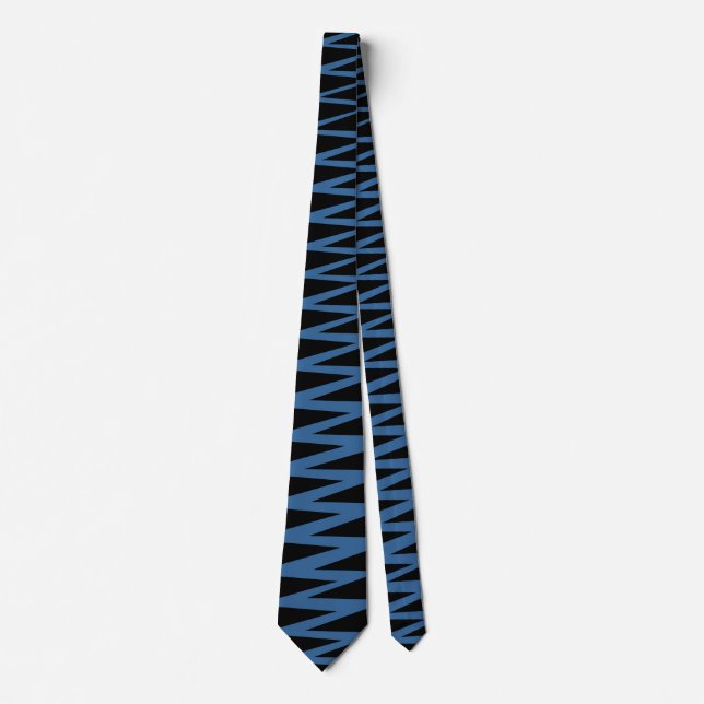 Corbata Zigzag - Azul desierto sobre negro (Anverso)