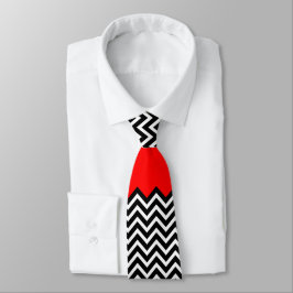 Corbata Zigzag blanco y negro rojo inusual de Chevron
