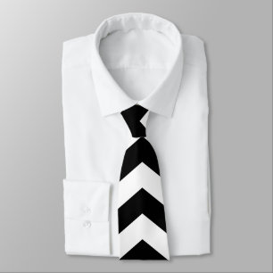 Corbata Zigzag Chevron Blanco Y Negro