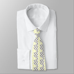 Corbata ZigZag geométrico amarillo y plateado