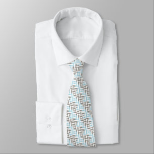 Corbata ZigZag geométrico azul y plata