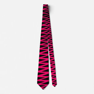 Corbata Zigzag - Rojo neón sobre negro