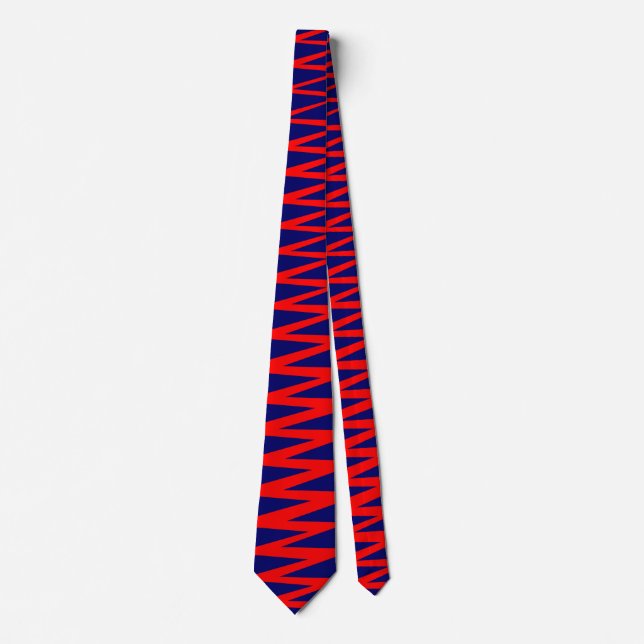 Corbata Zigzag - Rojo sobre azul oscuro 000066 (Anverso)