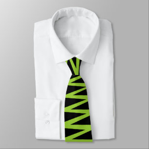 Corbata Zigzag - Verde marciano sobre negro