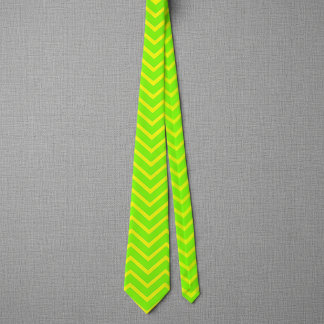 Corbata zigzags verde neón y amarillo