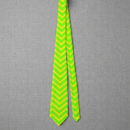 Corbata zigzags verdes neón y amarillos