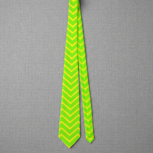 Corbata zigzags verdes neón y amarillos