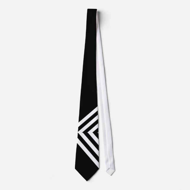 Corbata Zizzago Retro Negro Blanco raya V (Anverso)