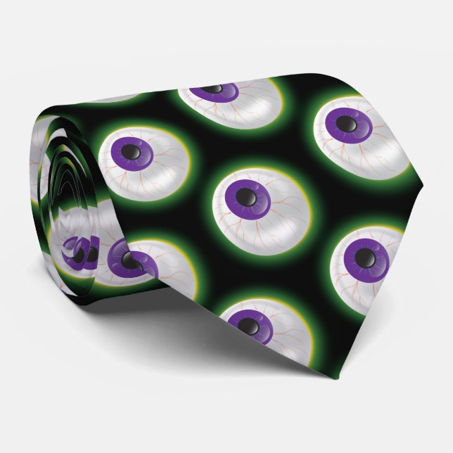Corbata Zombie Monster Purple Eyeball Halloween Fun (Enrollado)