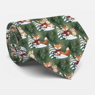 Corbata Zorro Ciervo Búho Navidad Bosque Invernal Lindo