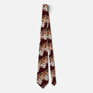 Corbata Zorro Rojo Adorable, Acuarela Naturaleza, Vida Sil