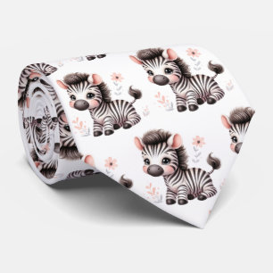 Corbatas de cebra modernas kawaii en blanco y negr