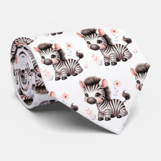 Corbatas de cebra modernas kawaii en blanco y negr