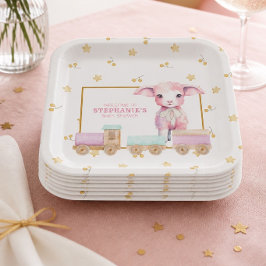 Corderito | Platos de Papel para Baby Shower Rosa