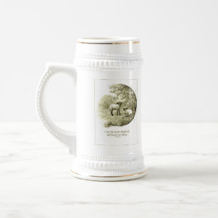 Corderos y taza de la escritura