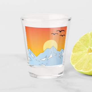 Cordillera con vaso de vidrio para chupito de pues
