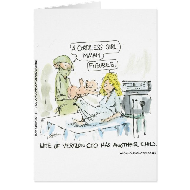 Cordless Baby Funny Cards Tees Mugs & Gifts (Frente)