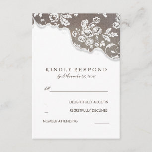 Cordón blanco RSVP que se casa rústico del vintage