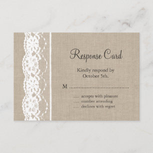 Cordón en blanco en la arpillera RSVP