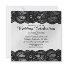 Cordón negro e invitaciones blancas de la boda del